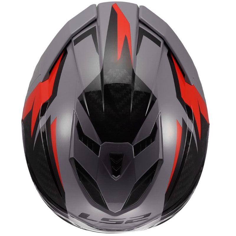 Pilna motocikla ķivere LS2 FF818 Storm III Dynamo spīdīgi pelēka-sarkana