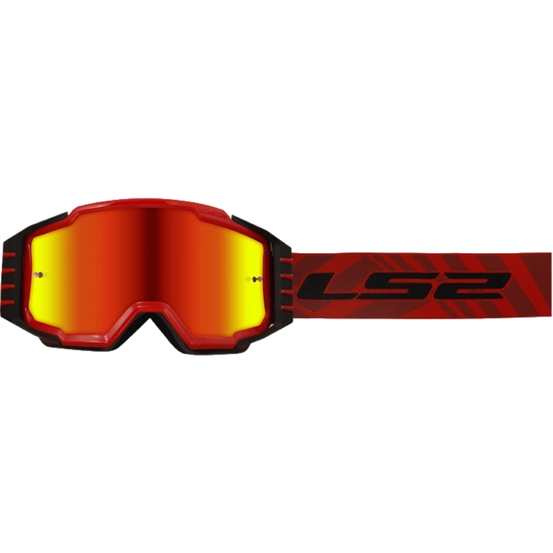 LS2 Charger PRO motokrosa brilles sarkanas ar iridija pleksi