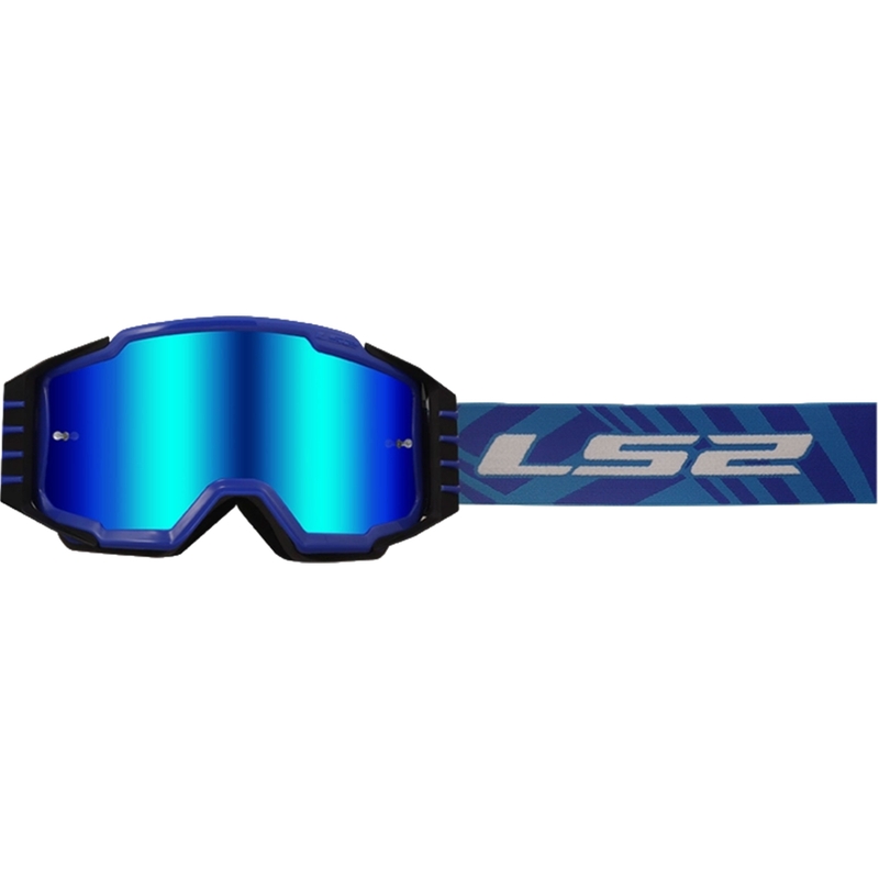 LS2 Charger PRO motokrosa brilles zilas ar iridija pleksi
