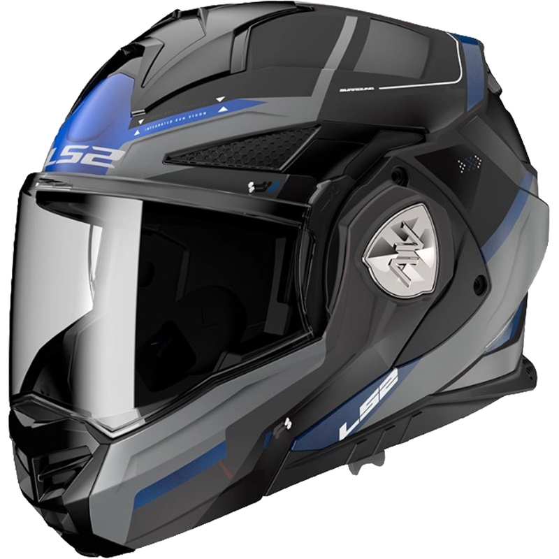 LS2 FF901 Advant X Spectrum melns-zils-titāna flip-up motociklu ķivere