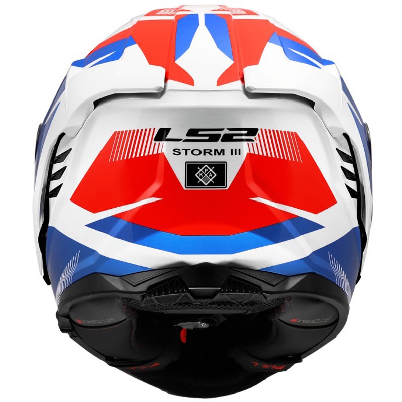 Pilna motocikla ķivere LS2 FF818 Storm III Komai spīdīgi balta-zila-sarkana