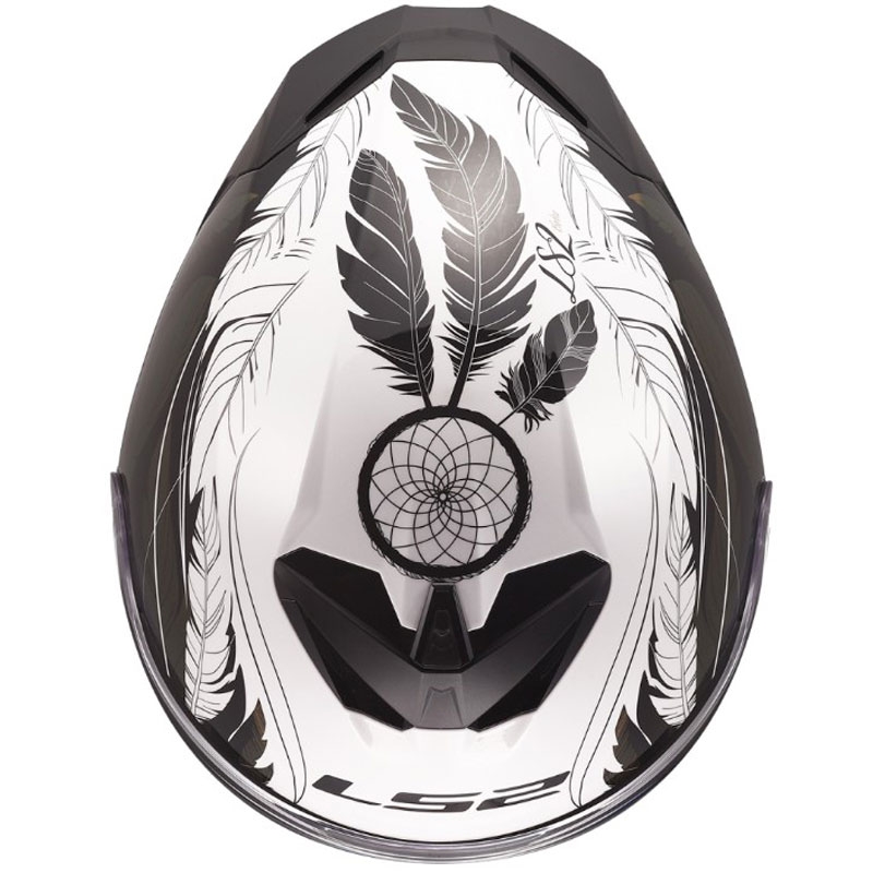 Pilna motocikla ķivere LS2 FF820 Rapid III Boho spīdīgi balta-melna-rozā