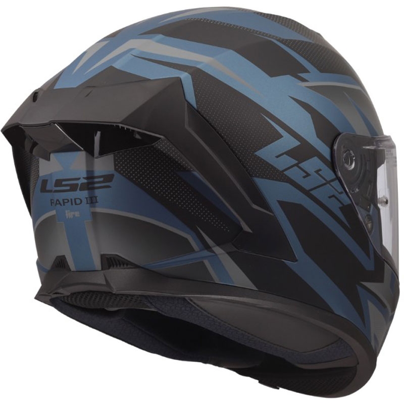LS2 FF820 Rapid III Xtrem slēgta motocikla ķivere matēta melna-zila-petrolejzila