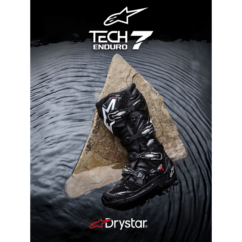 Alpinestars Tech 7 Enduro Drystar motocikla zābaki, melni