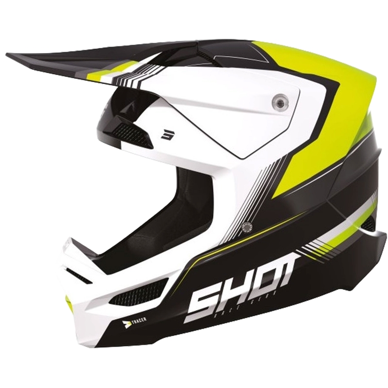 Bērnu motokrosa ķivere Shot Race Tracer balta-melna-fluo dzeltena izpārdošana