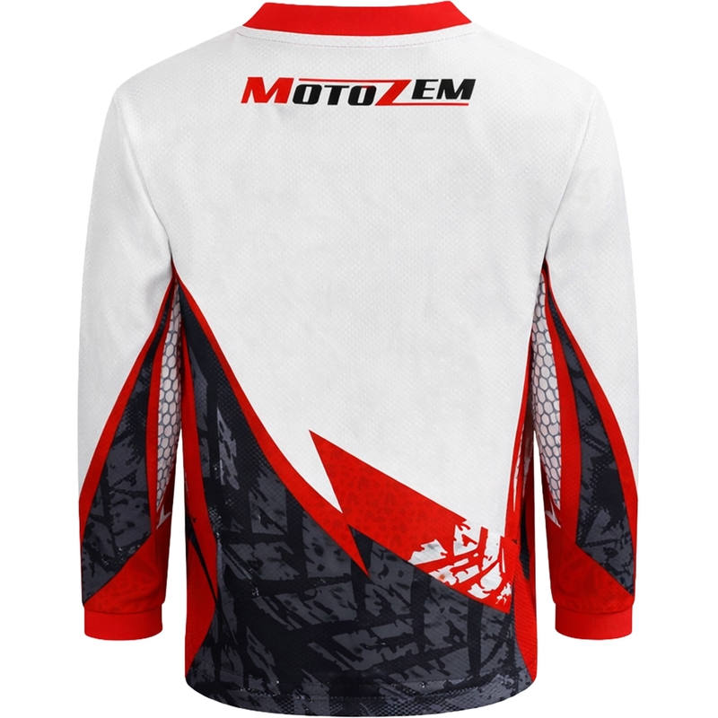 Bērnu motokrosa krekls MotoZem Ground MX balts-melns-sarkans