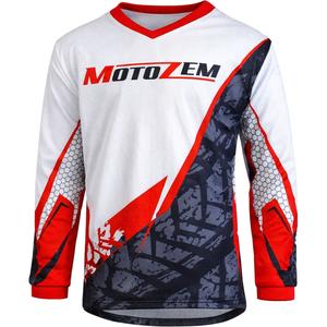 Bērnu motokrosa krekls MotoZem Ground MX balts-melns-sarkans