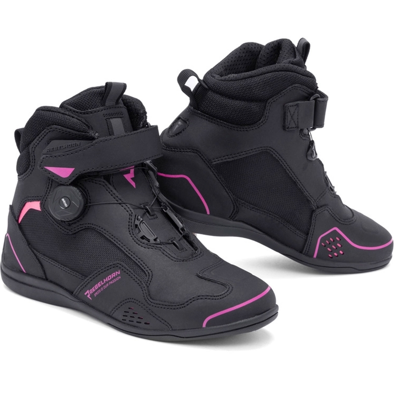 Sieviešu Rebelhorn Spark II Black and Pink Motociklu zābaki