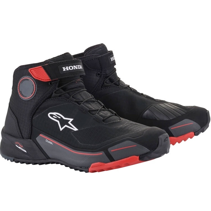 Alpinestars CR-X Drystar Honda kolekcijas melni-sarkani-pelēki motocikla zābaki