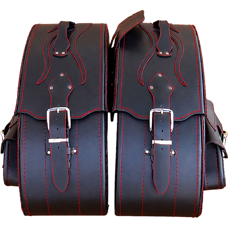 Ādas motociklu somas RSA S266A melni sarkanas