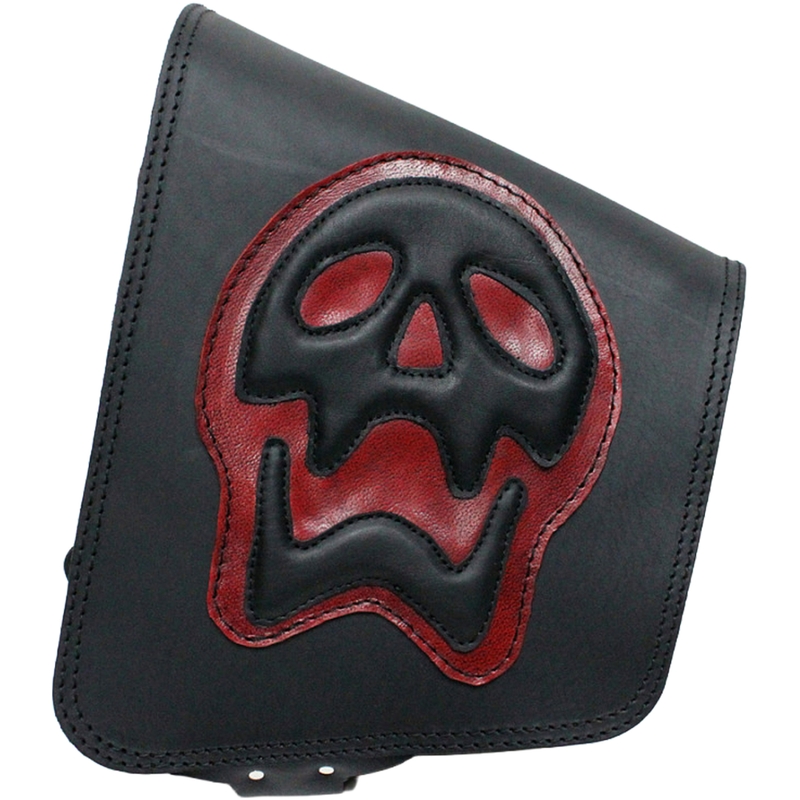 Ādas motocikla soma RSA S493 Skull HD Softail melna-sarkana