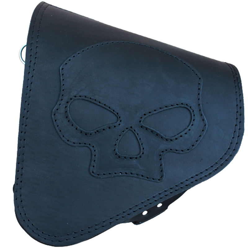 Ādas motocikla soma RSA S63 Skull HD Softail melna