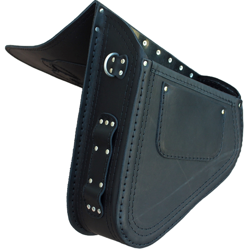 Ādas motocikla soma RSA S63 Skull HD Softail melna