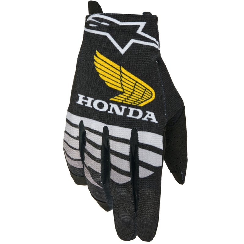 Alpinestars Radar Honda motokrosa cimdi melni-pelēki-dzelteni