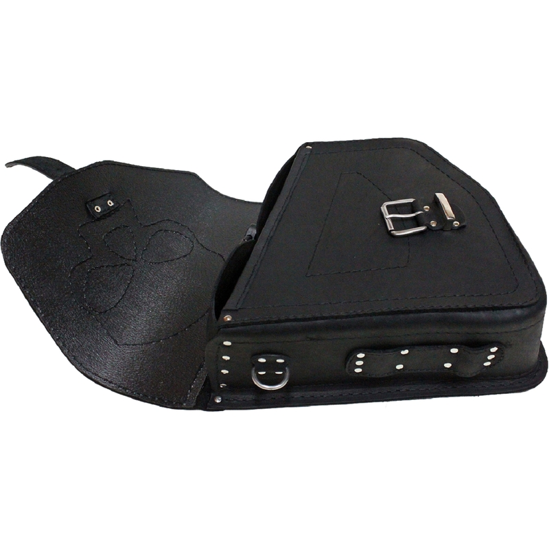 Ādas motocikla soma RSA S66 Skull HD Softail melna