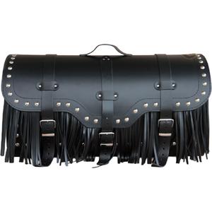 Ādas motocikla soma ar slēdzeni, kniedēm un bārkstīm RSA K165 melna