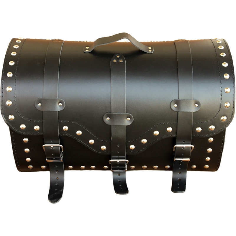 Ādas motocikla soma ar slēdzeni un kniedēm RSA K155 melna