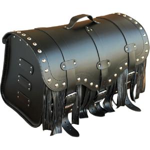 Ādas motocikla soma ar slēdzeni, kniedēm un bārkstīm RSA K155 melna