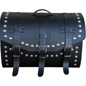 Ādas motocikla soma ar slēdzeni un kniedēm RSA K451 melna