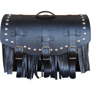 Ādas motocikla soma ar slēdzeni, kniedēm un bārkstīm RSA K451 melna