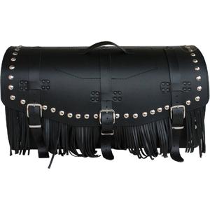 Ādas motocikla soma ar slēdzeni, kniedēm un bārkstīm RSA K461 melna
