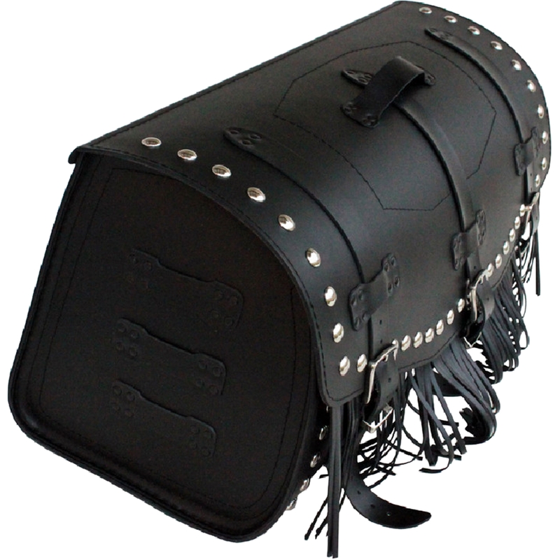 Ādas motocikla soma ar slēdzeni, kniedēm un bārkstīm RSA K461 melna