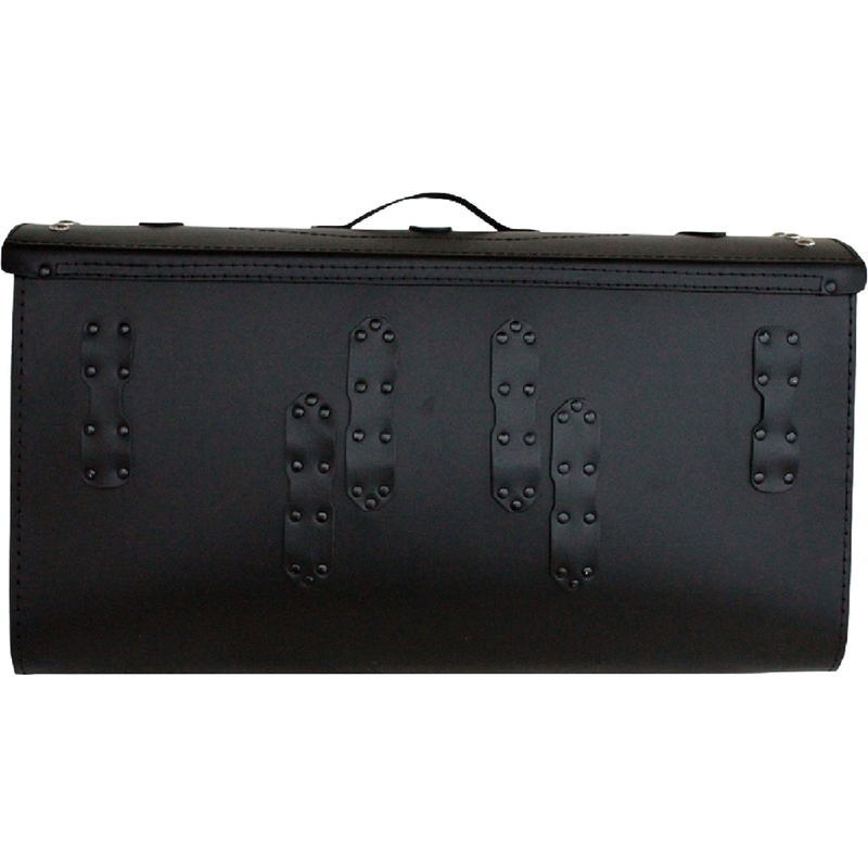 Ādas motocikla soma ar slēdzeni, kniedēm un bārkstīm RSA K461 melna