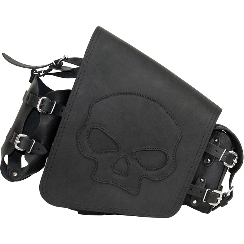 Ādas motocikla soma RSA S494 Skull HD Softail melna
