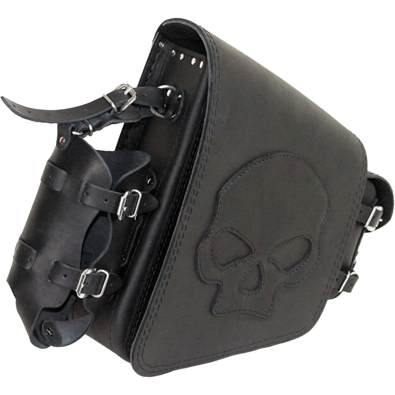 Ādas motocikla soma RSA S494 Skull HD Softail melna