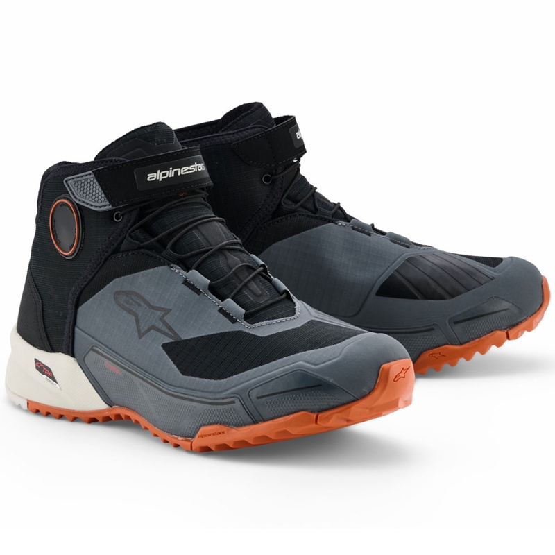 Alpinestars CR-X Drystar motociklu zābaki melni-tumši pelēki-oranži