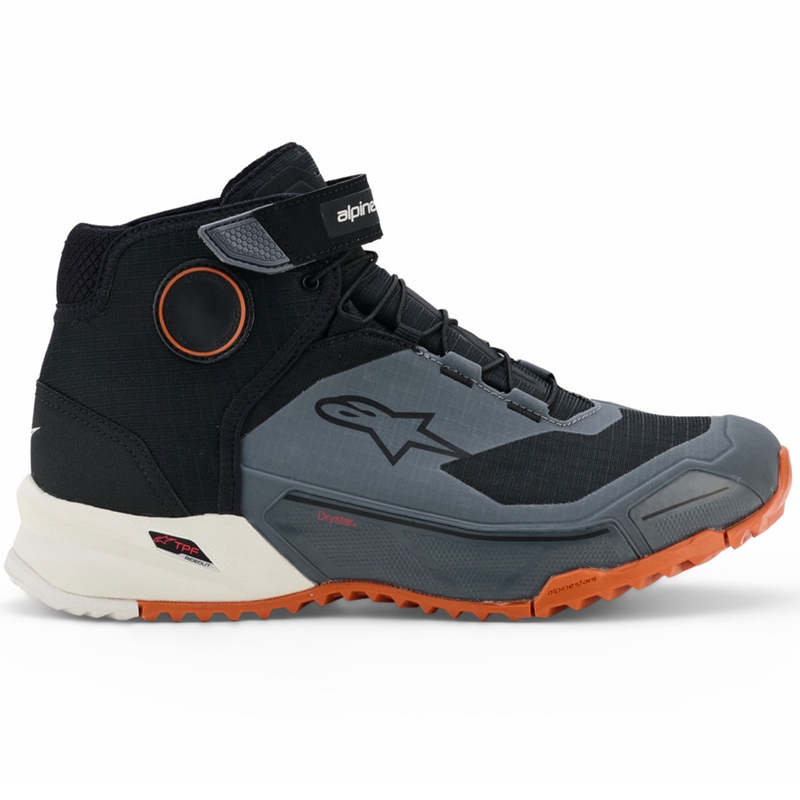 Alpinestars CR-X Drystar motociklu zābaki melni-tumši pelēki-oranži