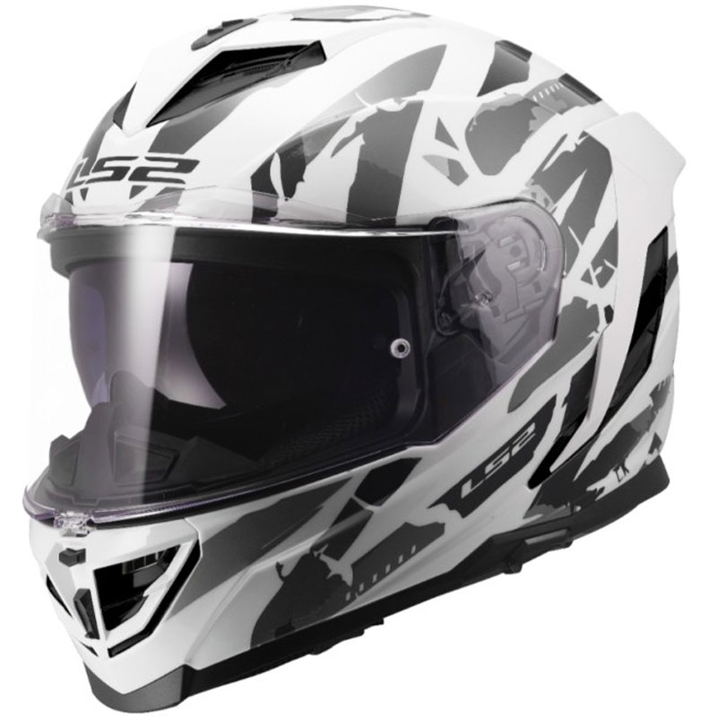 Pilna sejas motocikla ķivere LS2 FF818 Storm III Kaos balti pelēka
