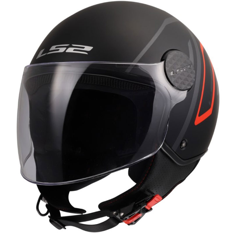 Atvērtā motocikla ķivere LS2 OF558 Sphere Lux II Minimum melna-sarkana