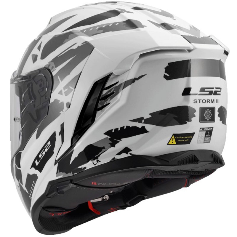Pilna sejas motocikla ķivere LS2 FF818 Storm III Kaos balti pelēka