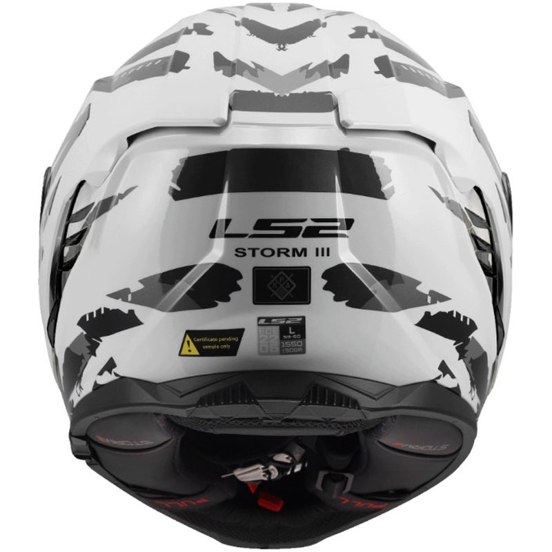 Pilna sejas motocikla ķivere LS2 FF818 Storm III Kaos balti pelēka