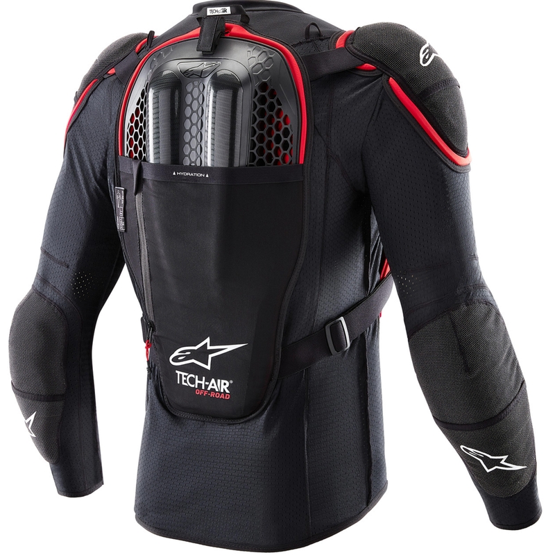 Alpinestars TECH-AIR®OFF-ROAD sistēmas motocikla drošības spilvenu veste melna-sarkana