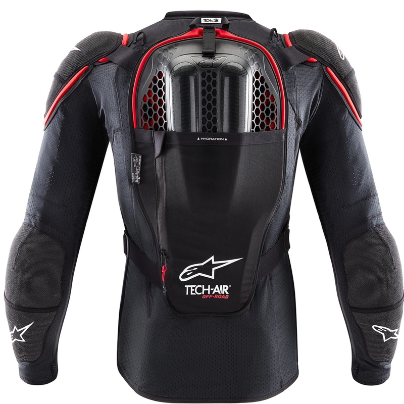 Alpinestars TECH-AIR®OFF-ROAD sistēmas motocikla drošības spilvenu veste melna-sarkana