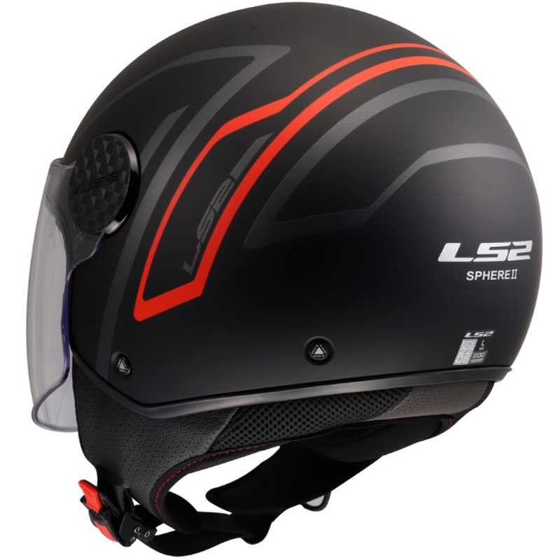Atvērtā motocikla ķivere LS2 OF558 Sphere Lux II Minimum melna-sarkana