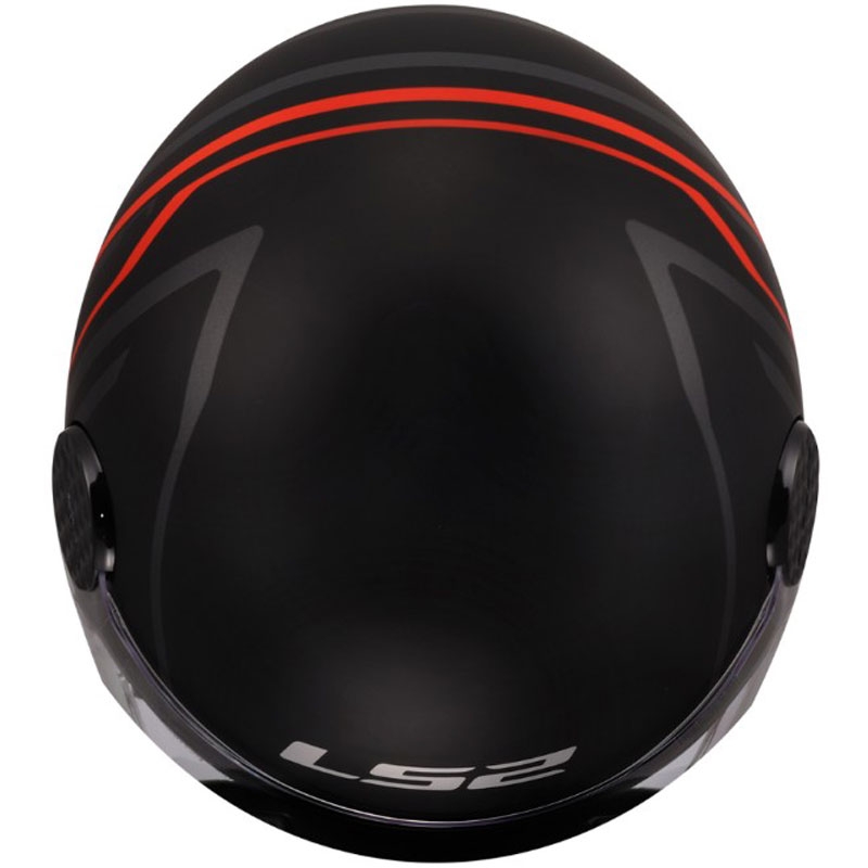 Atvērtā motocikla ķivere LS2 OF558 Sphere Lux II Minimum melna-sarkana
