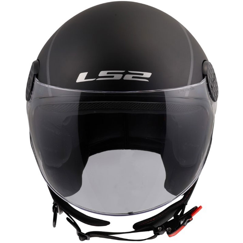 Atvērtā motocikla ķivere LS2 OF558 Sphere Lux II Minimum melna-sarkana