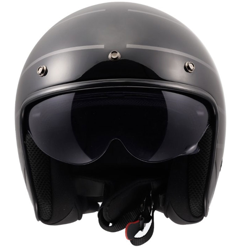 Atvērtā motocikla ķivere LS2 OF601 Bob II Cosmic spīdīgi melna-pelēka