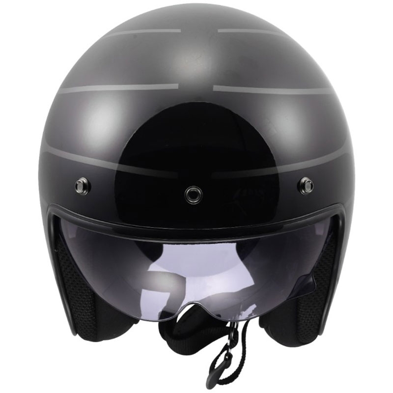 Atvērtā motocikla ķivere LS2 OF601 Bob II Cosmic spīdīgi melna-pelēka