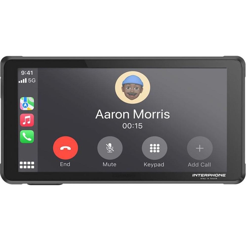 Motocikla tālruņa spoguļošanas displejs ar aizsargstiklu Interphone RideSync melns