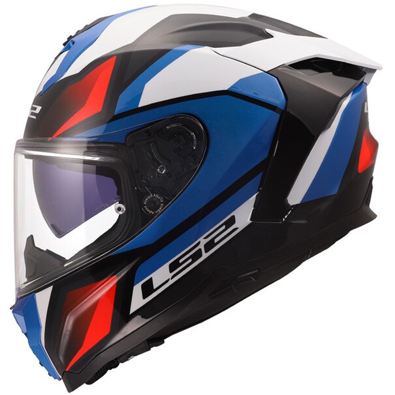 Pilna motocikla ķivere LS2 FF817 Challenger II Viper spīdīgi balta-zila-sarkana