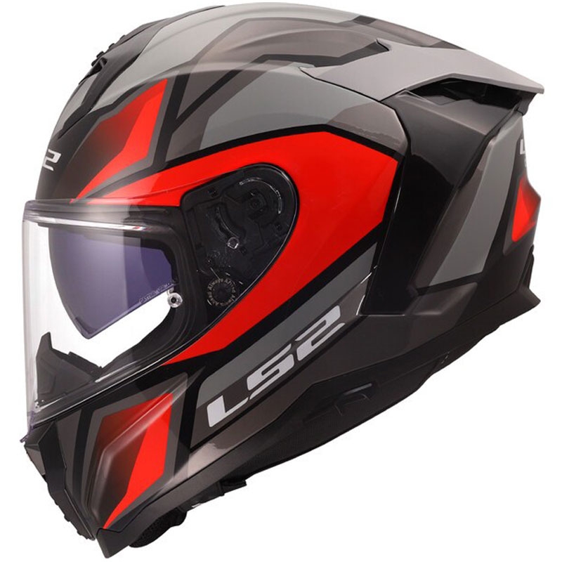 Pilna motocikla ķivere LS2 FF817 Challenger II Viper spīdīgi pelēka-sarkana