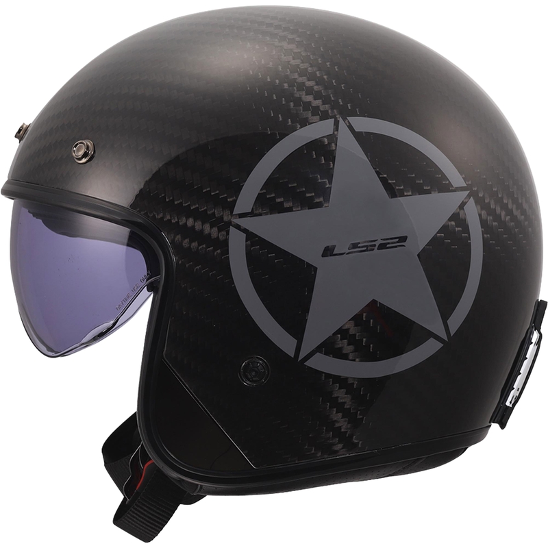 Atvērtā motocikla ķivere LS2 OF601 Bob II Carbon Star spīdīgi pelēka