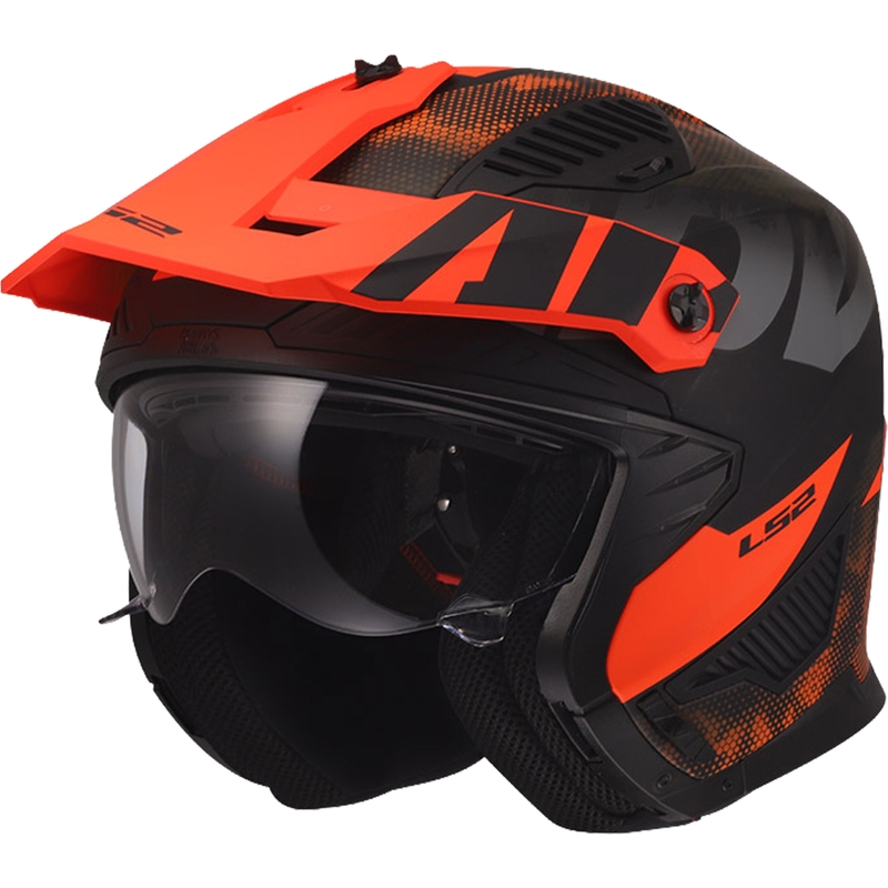 Triāla motocikla ķivere LS2 OF606 Drifter Gas matēta pelēkoranža