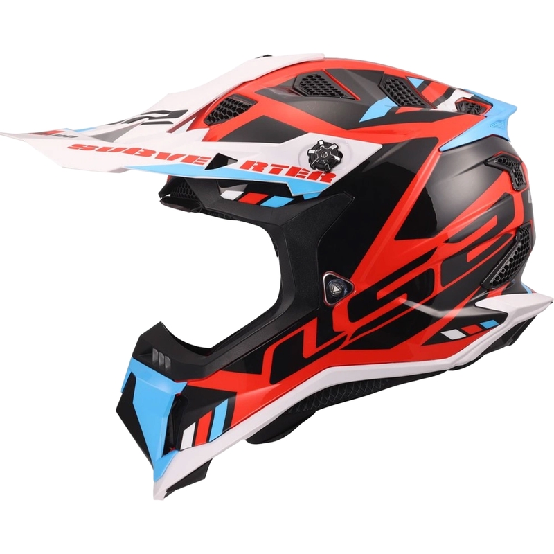 Motokrosa ķivere LS2 MX700 Subverter Evo II Stomp spīdīgi balta-zila-sarkana