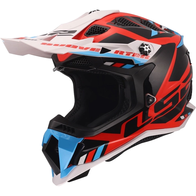 Motokrosa ķivere LS2 MX700 Subverter Evo II Stomp spīdīgi balta-zila-sarkana