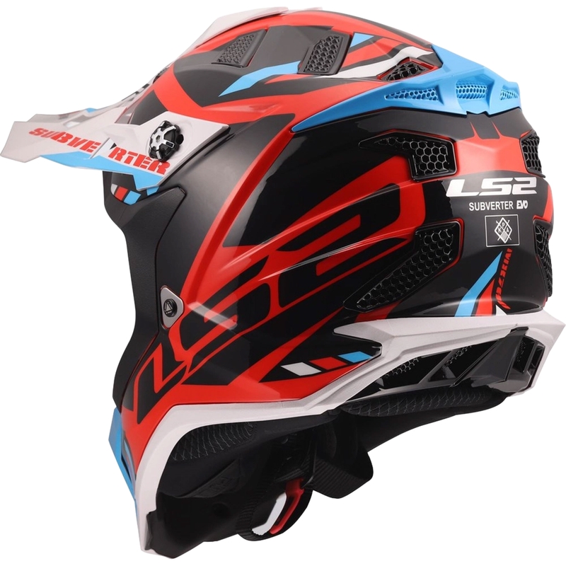 Motokrosa ķivere LS2 MX700 Subverter Evo II Stomp spīdīgi balta-zila-sarkana
